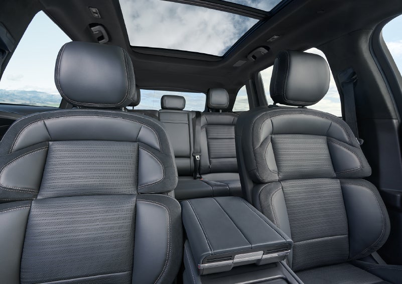 The spacious second row and available panoramic Vista Roof® is shown. | Cummins Lincoln in Weatherford OK