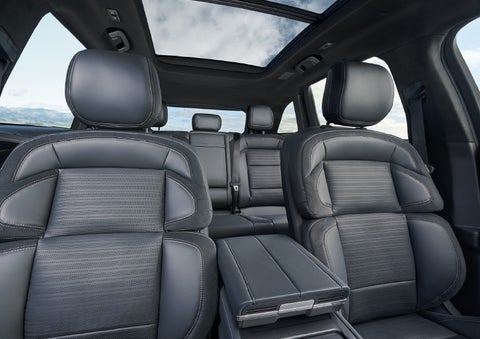 The spacious second row and available panoramic Vista Roof® is shown. | Cummins Lincoln in Weatherford OK