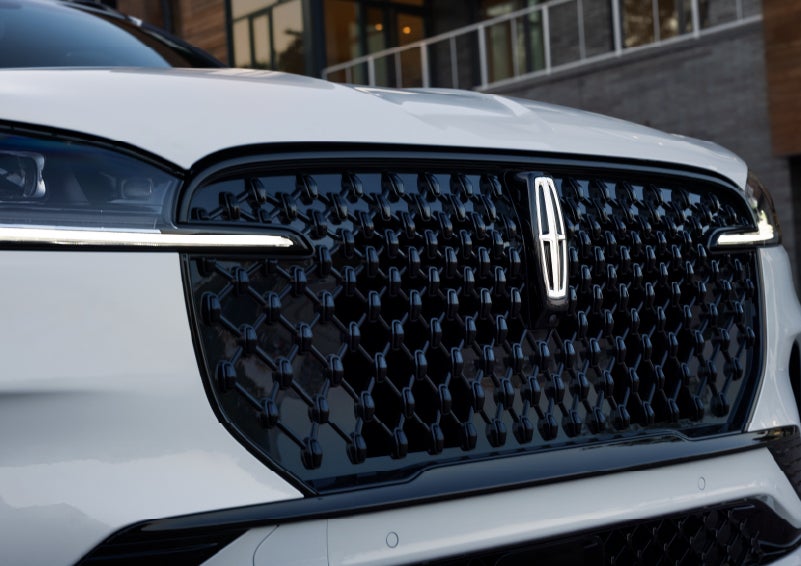 The front grille of a 2026 Lincoln Aviator® SUV is shown. | Cummins Lincoln in Weatherford OK