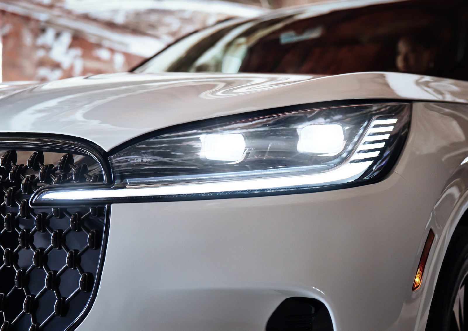 A close-up of a headlamp on the 2027 Lincoln Aviator® SUV is shown. | Cummins Lincoln in Weatherford OK