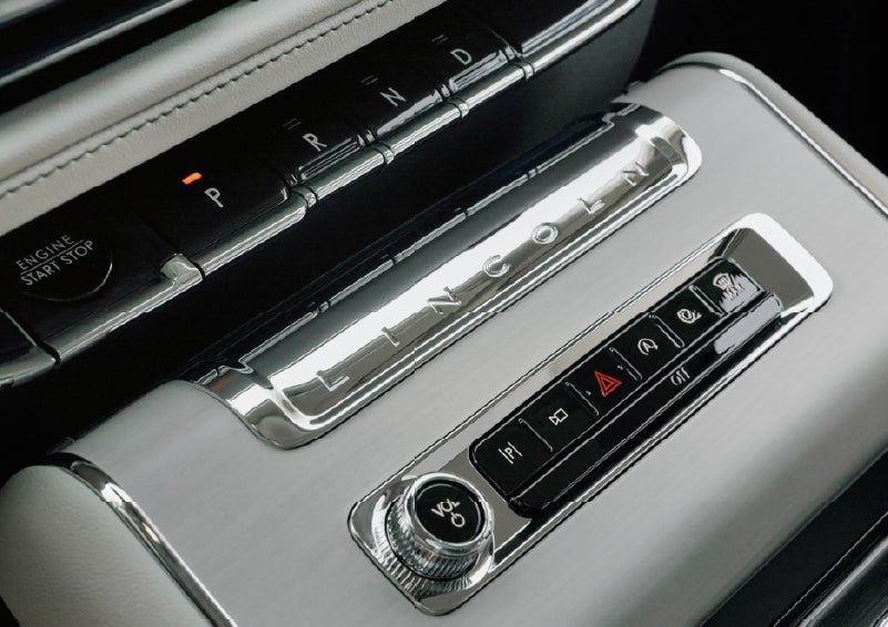 The piano key gear selector of a 2027 Lincoln Aviator® Back Label™ SUV. | Cummins Lincoln in Weatherford OK